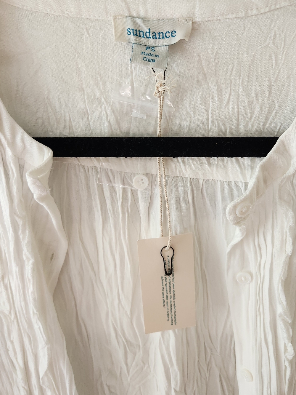 NWT Sundance Pintuck Vineyard Long Sleeve Top Womens Small Button Up Shirt White - Picture 3 of 4